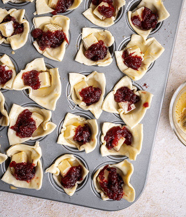 Brie Bites before they get cooked in a baking sheet