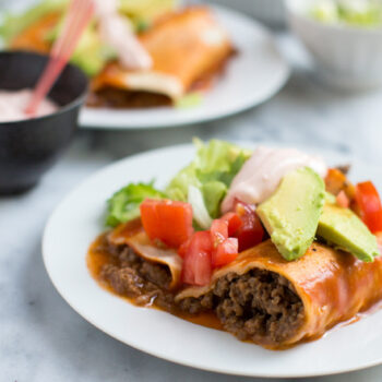 Enchiladas on a White Plate
