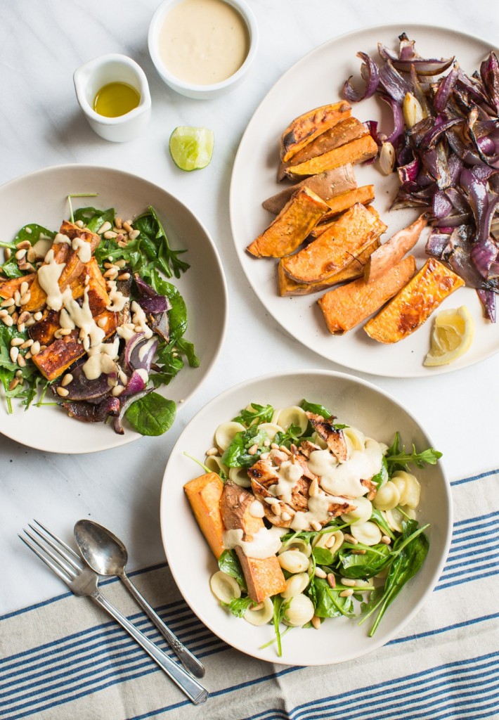Roasted Sweet Potatoes and Red Onion Salad