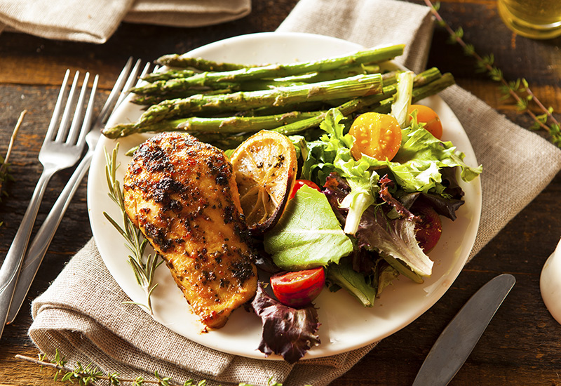 Chicken with Salad and Asparagus