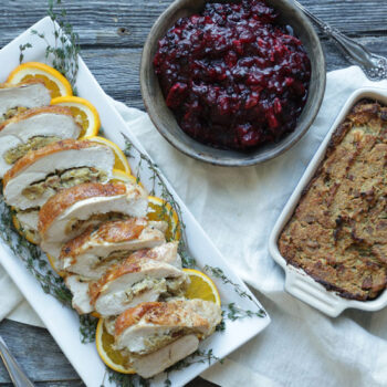 Stuffed Turkey Breast with Homemade Cranberry Sauce