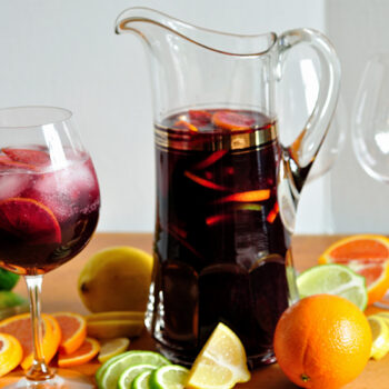Sangria in a Pitcher and Glasses