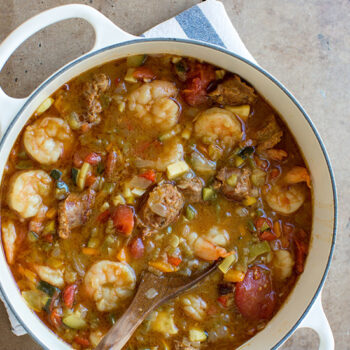 Gumbo in a large bowl