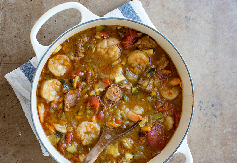 Gumbo in a large bowl