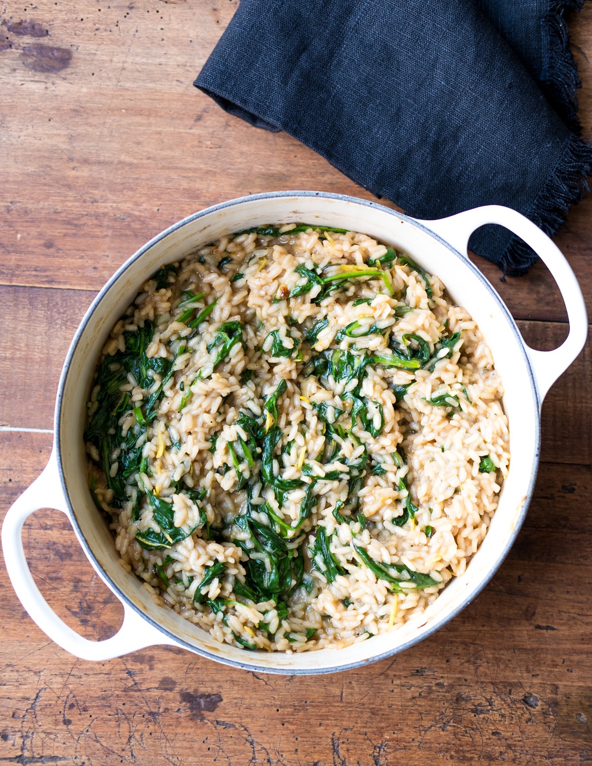 Cooked Rice with Greens in a Bowl
