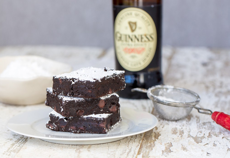 Heinen's Guinness Brownies Stacked on a Plate