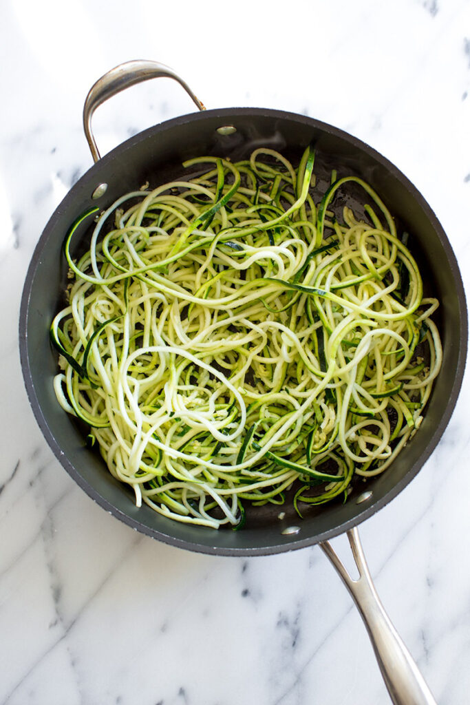 Zucchini Noodles in a Pan