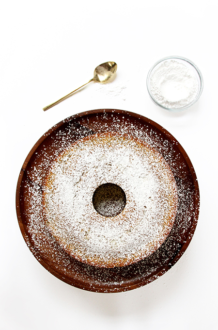 Poppyseed Cake dusted with powdered sugar