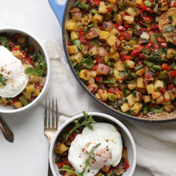 Poached Eggs and Spring Vegetable Hash