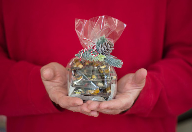Holiday Bark in a Baggie in a Person's Hands