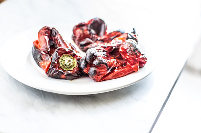 Roasted Red Peppers on a Plate