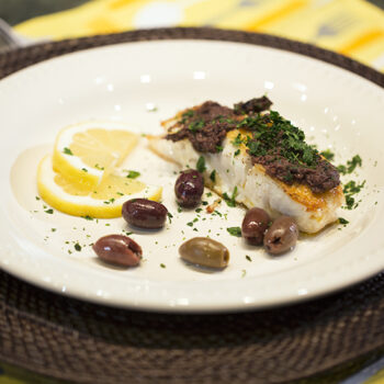 Pan-Seared Halibut with Tapenade