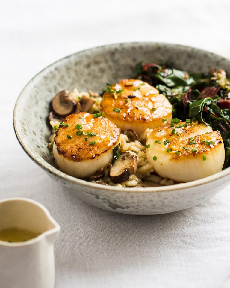Scallops in a Bowl and a Cup of Butter