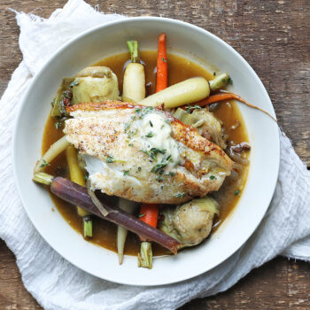 Pan-Seared Grouper with Lemon-Chive Butter and Barigoule