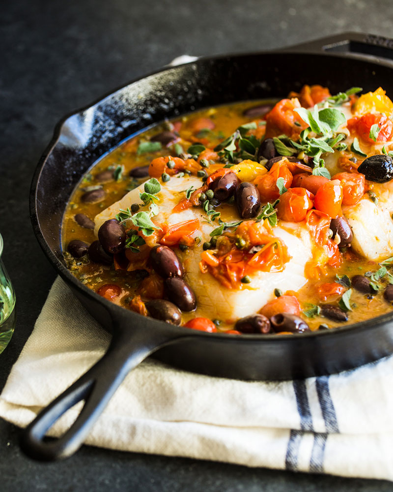 Halibut in a pan