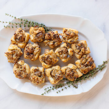 Hot Mushroom Pastries on a White Plate