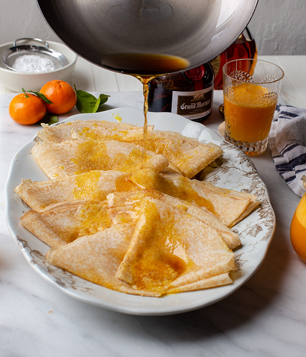Crepes Suzette with Sauce Drizzle