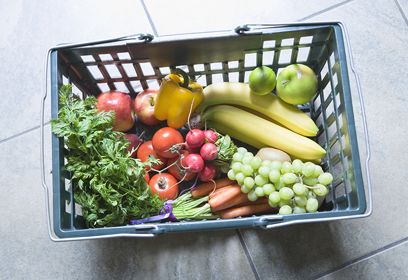 Fresh Produce in a Grocery Basket