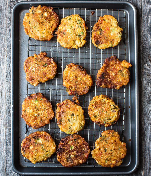 Vegetable Fritters on Baking Tray