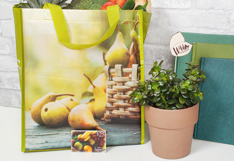 Wild Interiors Plant, Heinen's Gift Card, and Heinen's Reusable Tote Bag