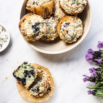 Blueberry Muffins with Flowers