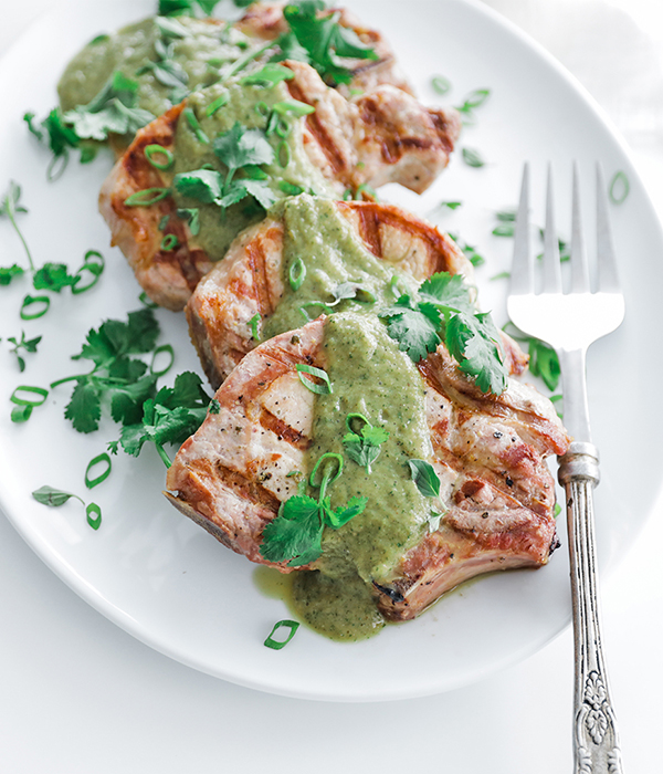 Grilled Pork Chops with Pineapple Salsa Verde