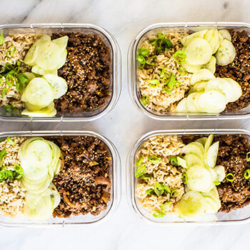 Beef with Brown Rice and Cucumbers