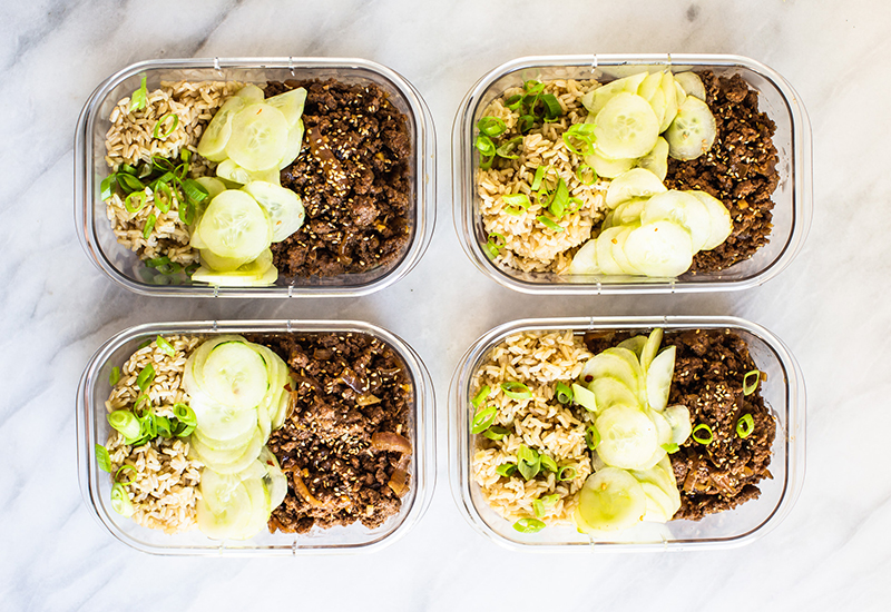 Beef with Brown Rice and Cucumbers