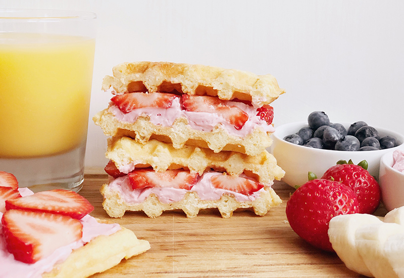 Strawberries and Cream Belgian Waffle Sandwich