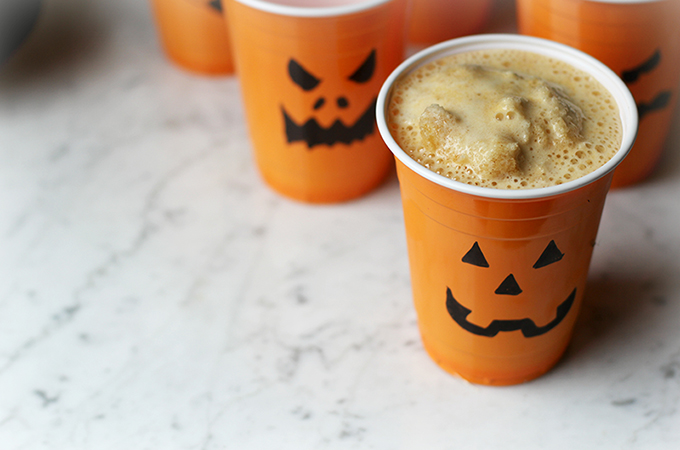 Jack-O-Lantern Juice Smoothie with DIY Party Cups