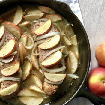 Pork and Apples in a Cast Iron Skillet