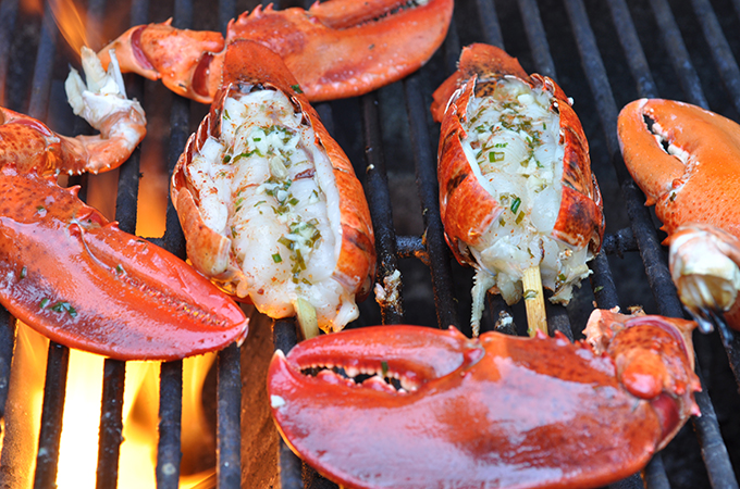 Lobsters on the grill