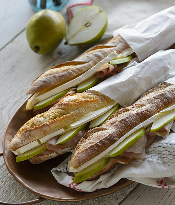 Shaved Ham and Pear Sandwich with Brie Cheese