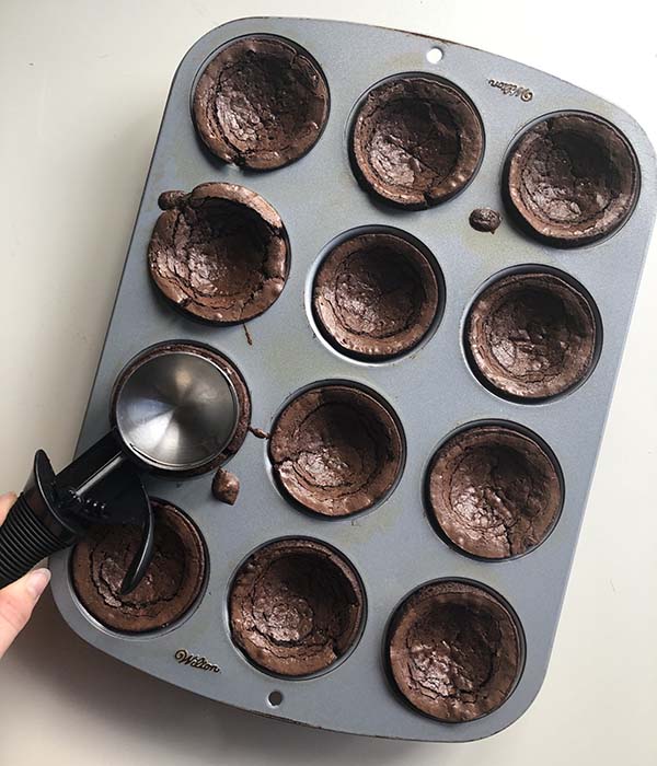 Chocolate cups in muffin tin