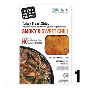 Package of The Great American Turkey Co. Smoky & Sweet Chili Turkey Breast Strips
