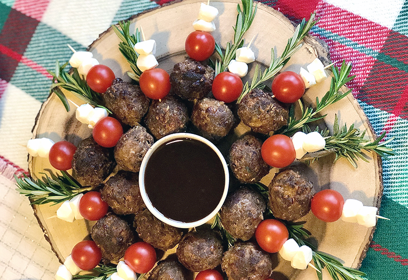 Meatball parm holiday wreath appetizer