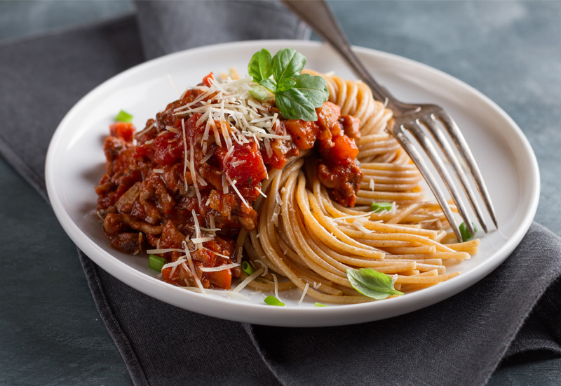 Mushroom bolognese with pasta