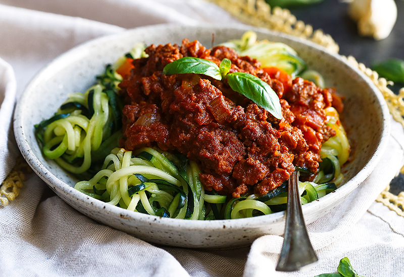 Zoodles with red sauce