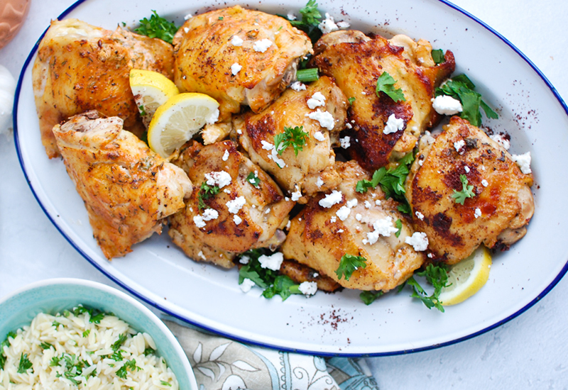 Chicken thighs with rice