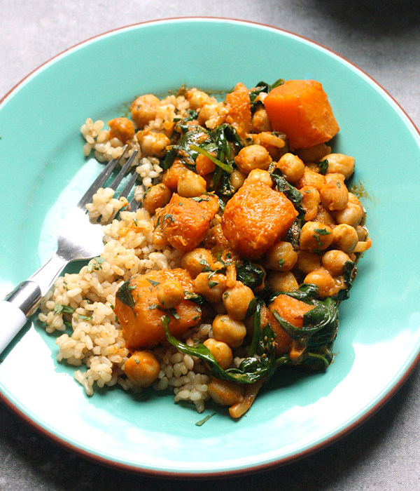 Curried Squash with Chickpeas in Bowl