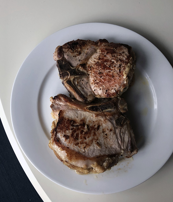 Pork chops on plate