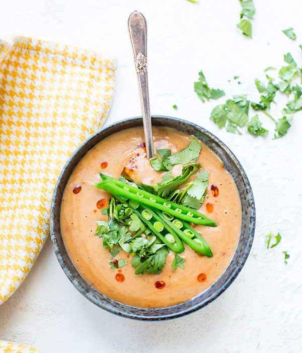 Thai Red Lentil Soup with Spoon