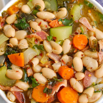 Tuscan bean soup in bowl