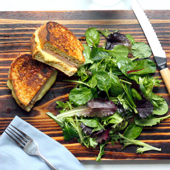 Savory stuffed french toast with greens