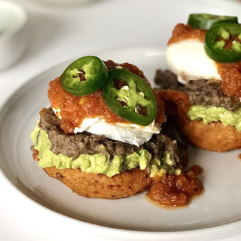 Mexican eggs benedict with jalapeno