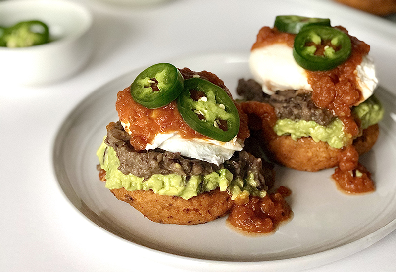 Mexican eggs benedict with jalapeno