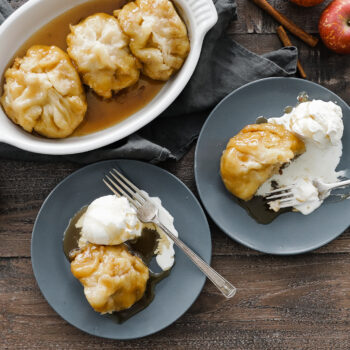 Apple dumplings with whipped cream