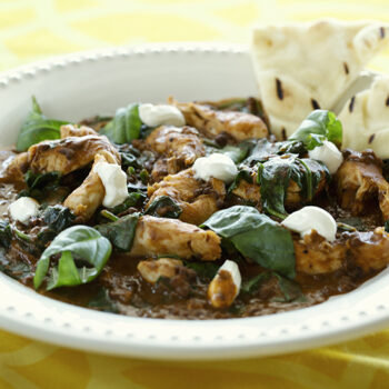 Chicken with curried lentils