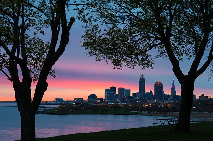 Lake Erie and Cleveland Skyline
