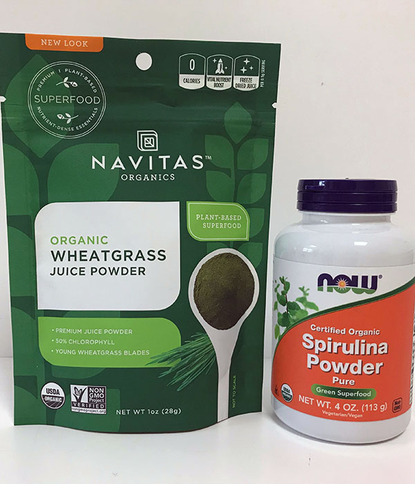 Navitas organic wheatgrass juice powder and spirulina powder